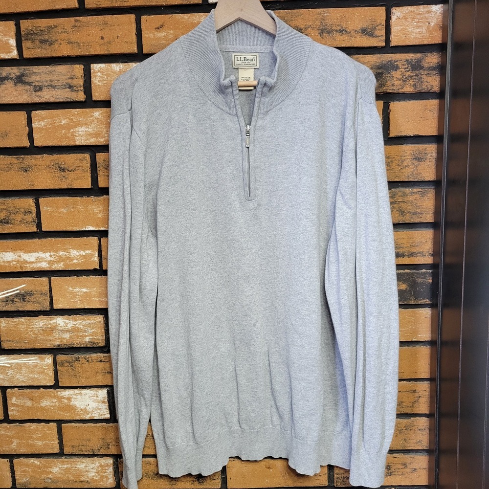 LL Bean Men's Cashmere Blend 1/4 Zip Sweater Gray Size‎ XL